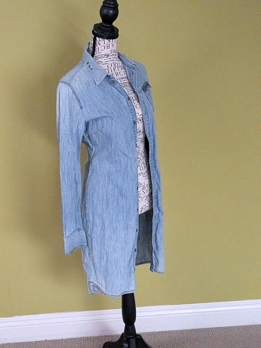 Diesel Light Blue Denim Midi Shirt Dress